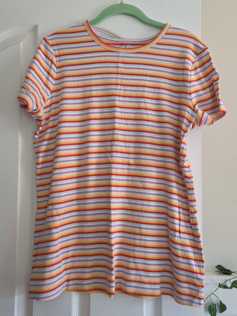 Duluth Longtail Short Sleeve Shirt Rainbow Stripe Size Large